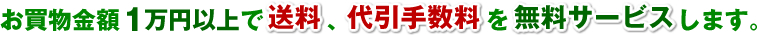 お買物金額1万円以上で送料、代引手数料を無料サービスします。